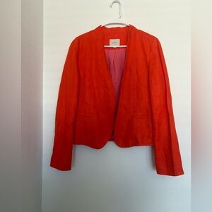 Loft orange linen-blend open-front blazer Women Size 10
